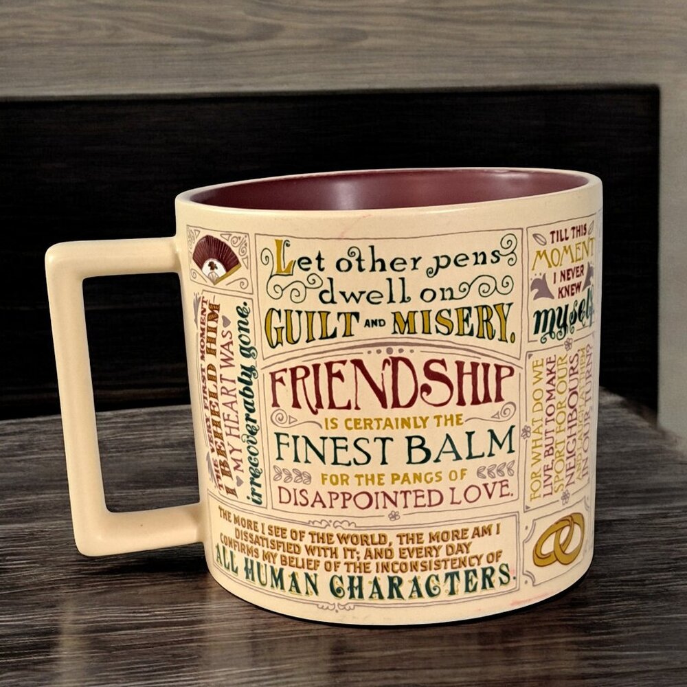 Jane Austen Coffee Mug Literary Book Quotes Unemployed Philosophers Guild 2015
